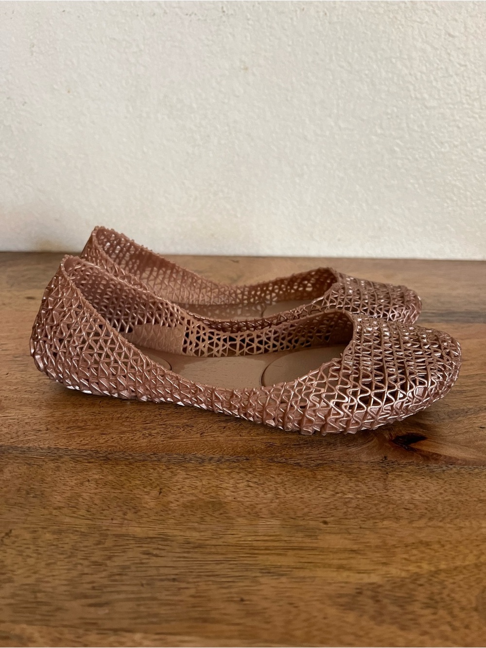 MELISSA Campana Metallic Rose Jelly Slip On Sandal Flats Size 7